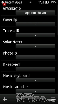    My Recent Apps  Symbian 9.5