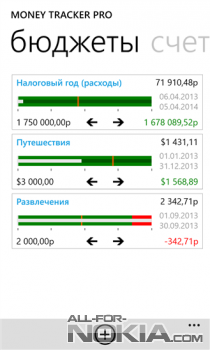 Money Tracker Pro - разделы финансов